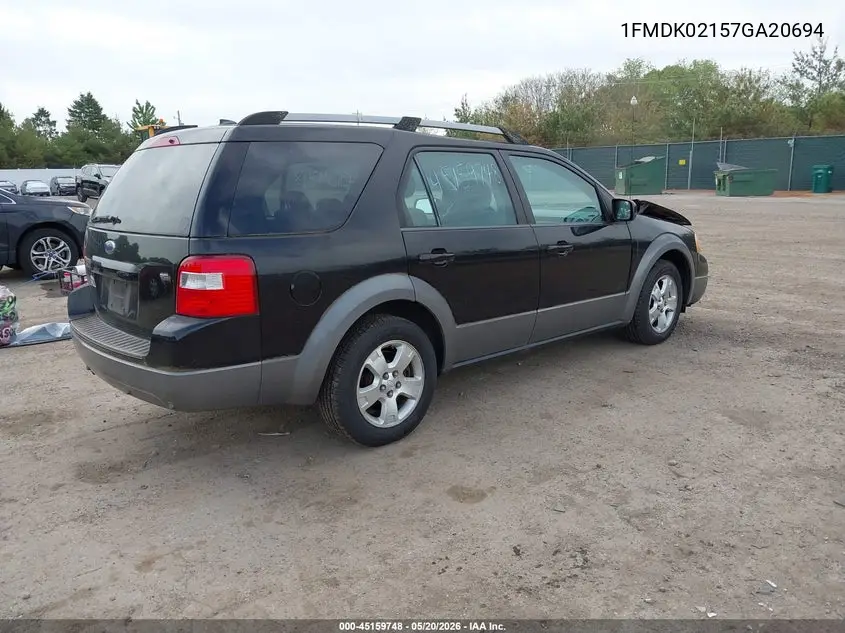 2007 Ford Freestyle Sel VIN: 1FMDK02157GA20694 Lot: 45159748