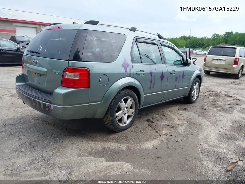 2007 Ford Freestyle Limited VIN: 1FMDK06157GA15229 Lot: 45370081
