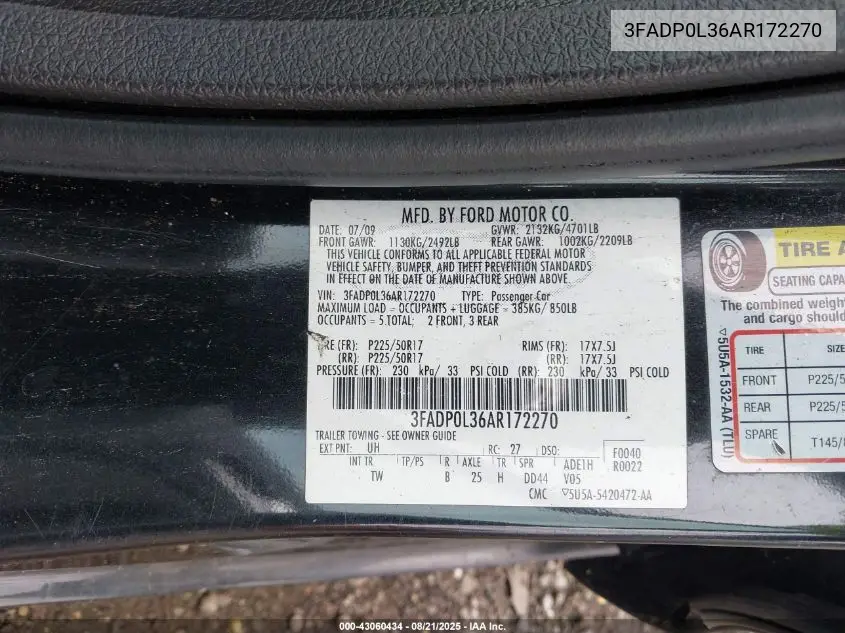 3FADP0L36AR172270 2010 Ford Fusion Hybrid