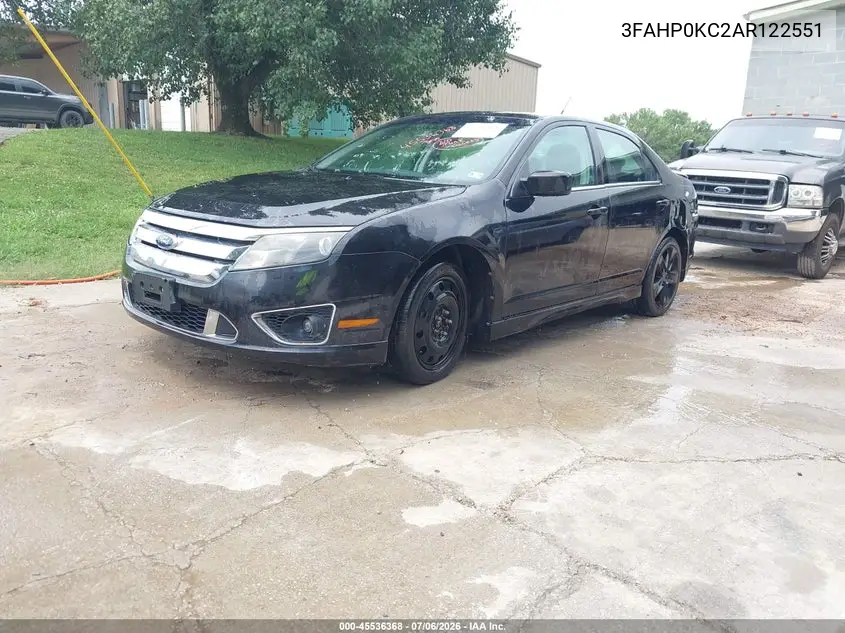 2010 Ford Fusion Sport VIN: 3FAHP0KC2AR122551 Lot: 45536368