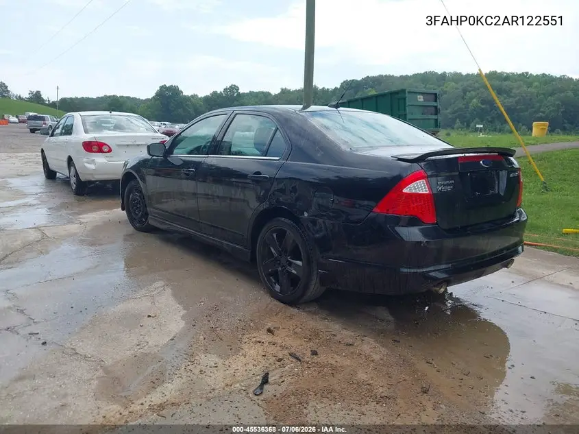 2010 Ford Fusion Sport VIN: 3FAHP0KC2AR122551 Lot: 45536368
