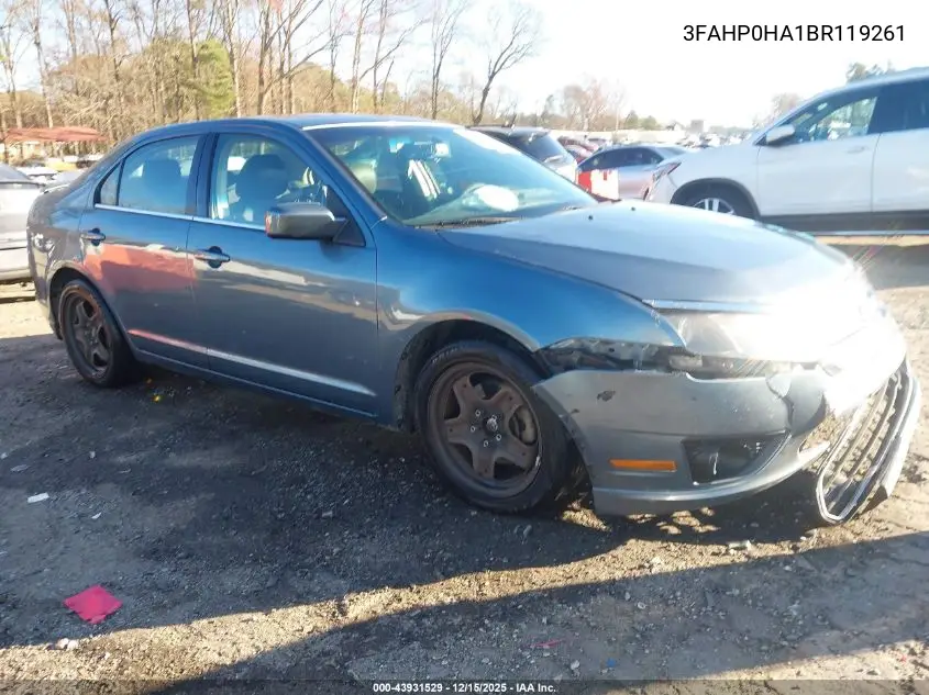 3FAHP0HA1BR119261 2011 Ford Fusion Se