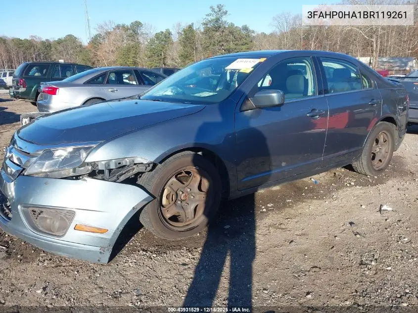 3FAHP0HA1BR119261 2011 Ford Fusion Se