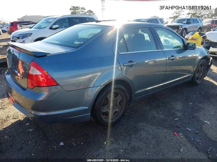 3FAHP0HA1BR119261 2011 Ford Fusion Se