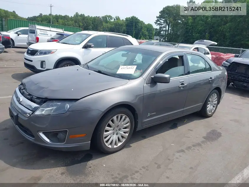 2011 Ford Fusion Hybrid VIN: 3FADP0L35BR215241 Lot: 45276932
