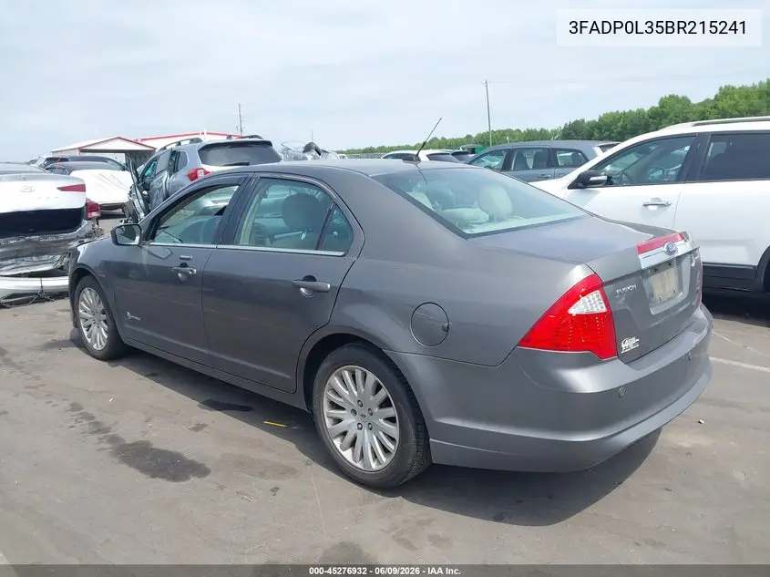 2011 Ford Fusion Hybrid VIN: 3FADP0L35BR215241 Lot: 45276932