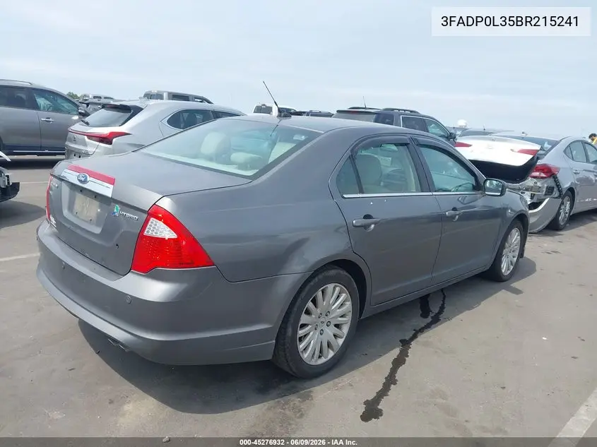 2011 Ford Fusion Hybrid VIN: 3FADP0L35BR215241 Lot: 45276932