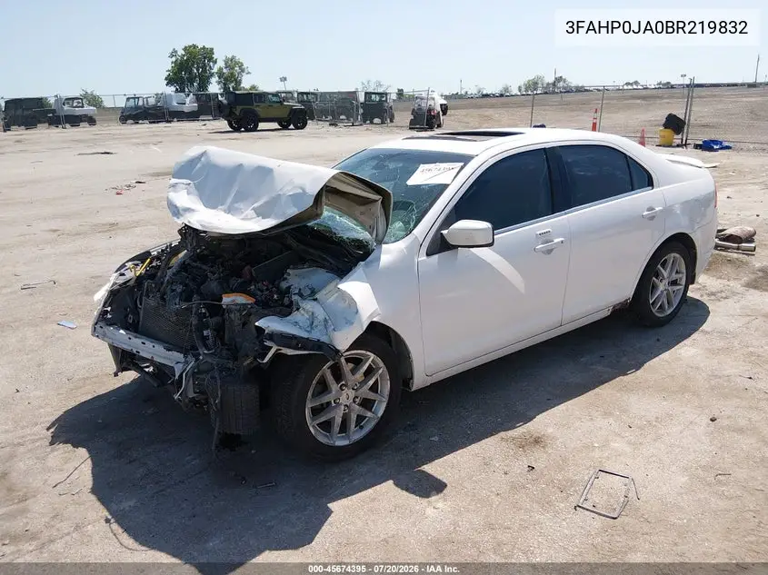 2011 Ford Fusion Sel VIN: 3FAHP0JA0BR219832 Lot: 45674395