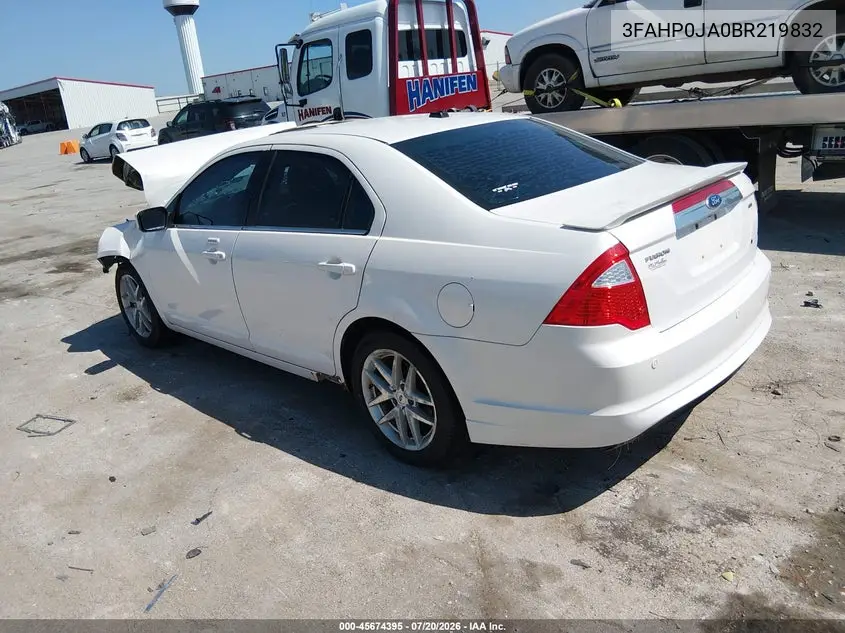 2011 Ford Fusion Sel VIN: 3FAHP0JA0BR219832 Lot: 45674395
