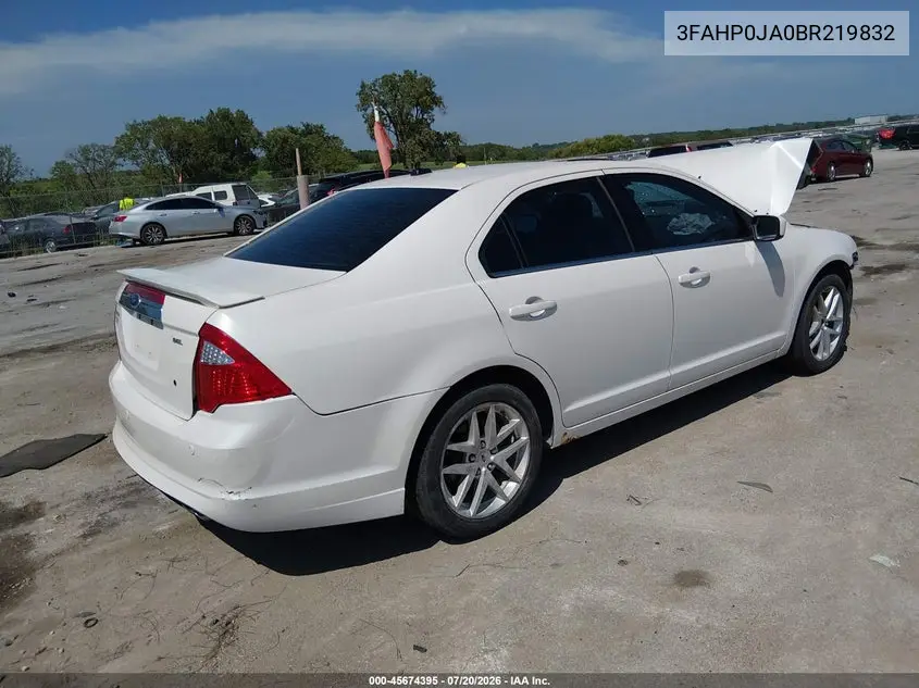 2011 Ford Fusion Sel VIN: 3FAHP0JA0BR219832 Lot: 45674395