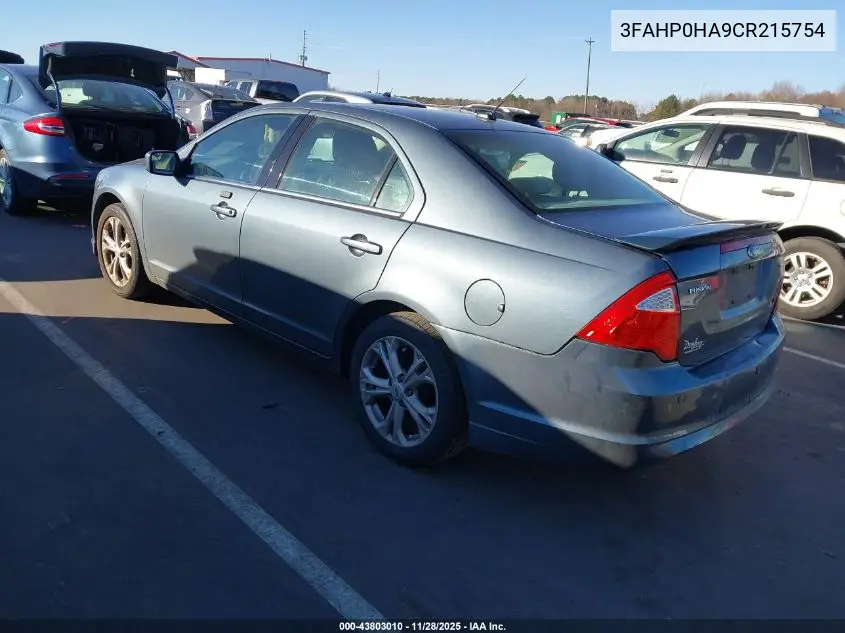3FAHP0HA9CR215754 2012 Ford Fusion Se