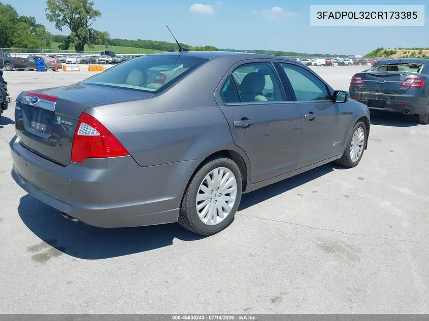 2012 Ford Fusion Hybrid VIN: 3FADP0L32CR173385 Lot: 45638243