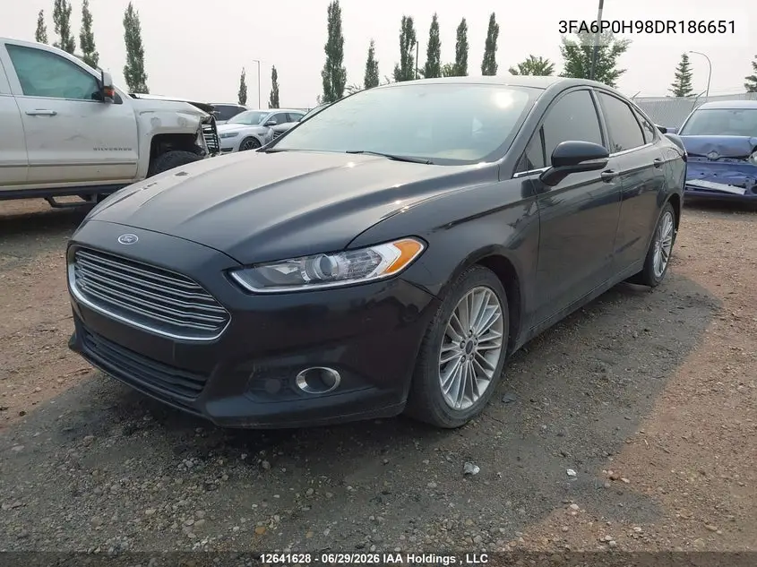 2013 Ford Fusion Se VIN: 3FA6P0H98DR186651 Lot: 12641628