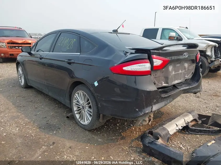 2013 Ford Fusion Se VIN: 3FA6P0H98DR186651 Lot: 12641628