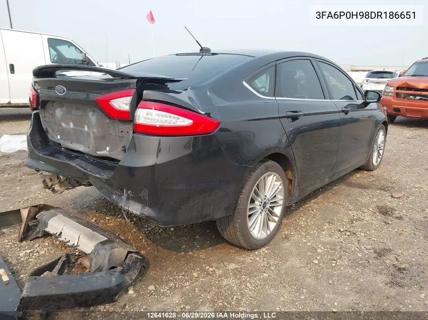 2013 Ford Fusion Se VIN: 3FA6P0H98DR186651 Lot: 12641628