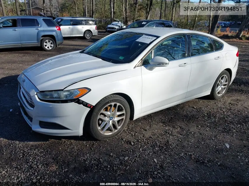 3FA6P0H73DR194851 2013 Ford Fusion Se