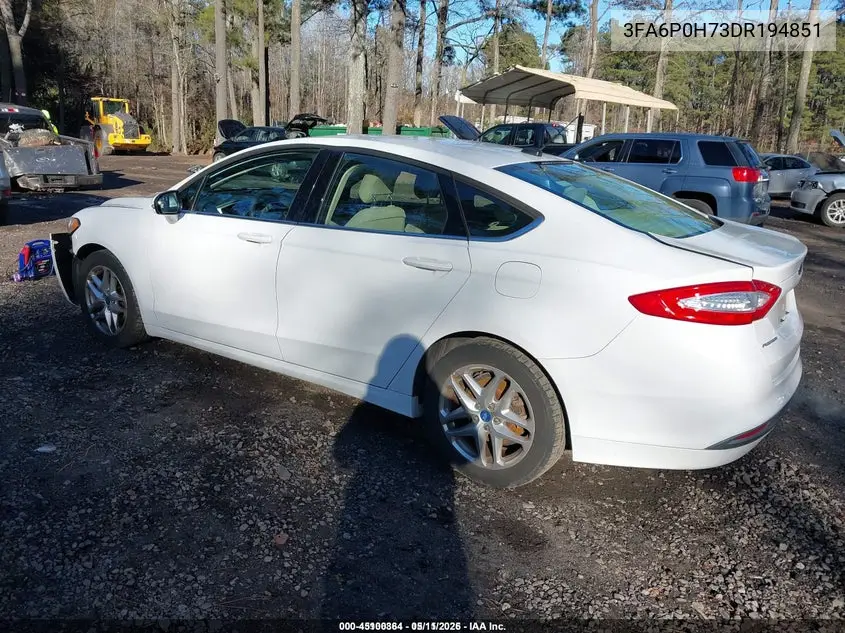 3FA6P0H73DR194851 2013 Ford Fusion Se
