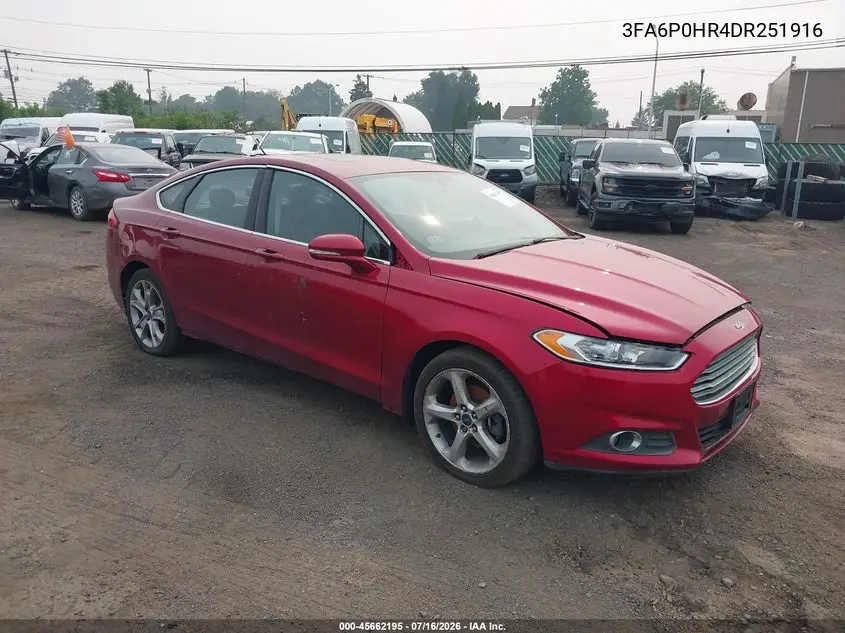 2013 Ford Fusion Se VIN: 3FA6P0HR4DR251916 Lot: 45662195
