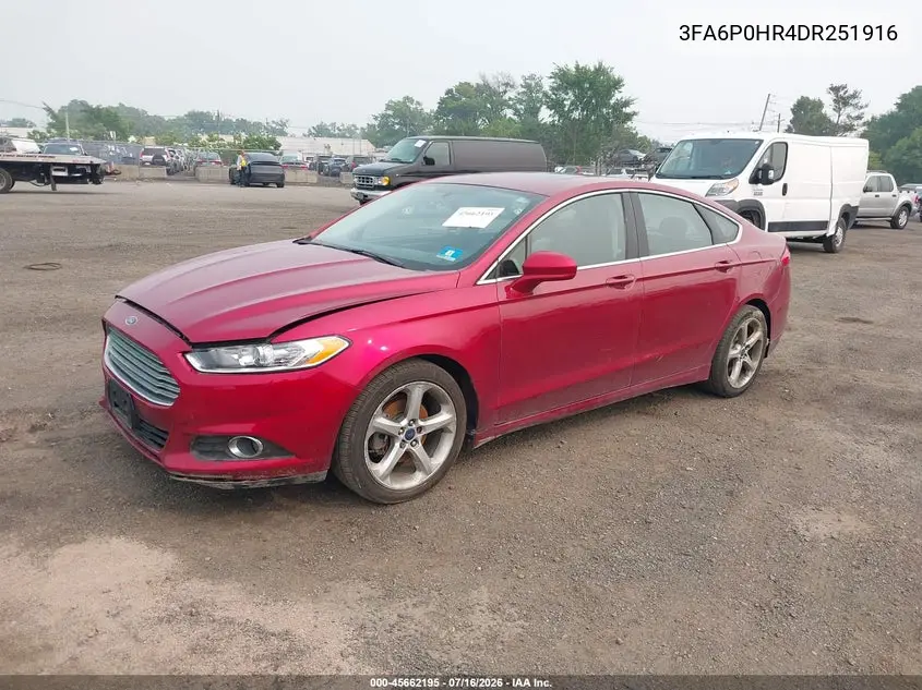 2013 Ford Fusion Se VIN: 3FA6P0HR4DR251916 Lot: 45662195