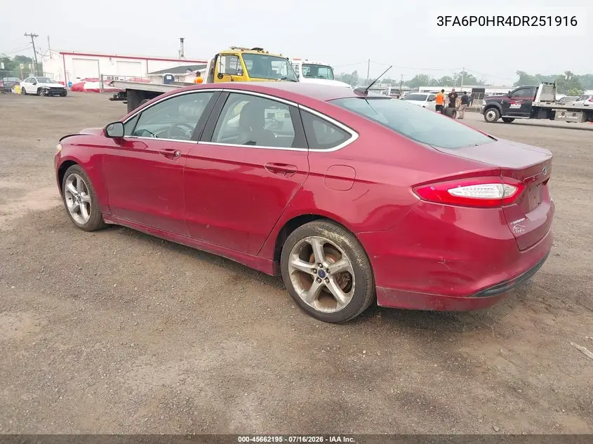 2013 Ford Fusion Se VIN: 3FA6P0HR4DR251916 Lot: 45662195
