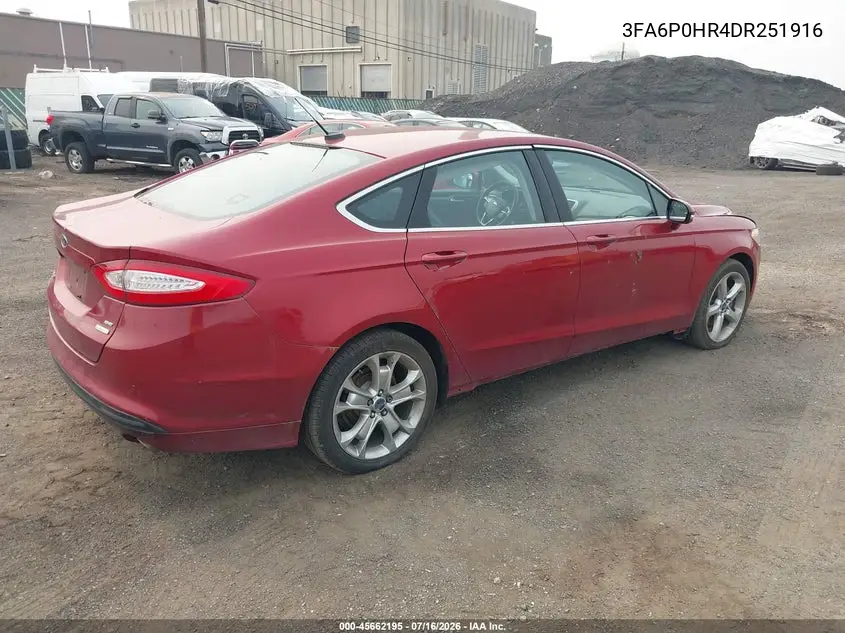 2013 Ford Fusion Se VIN: 3FA6P0HR4DR251916 Lot: 45662195