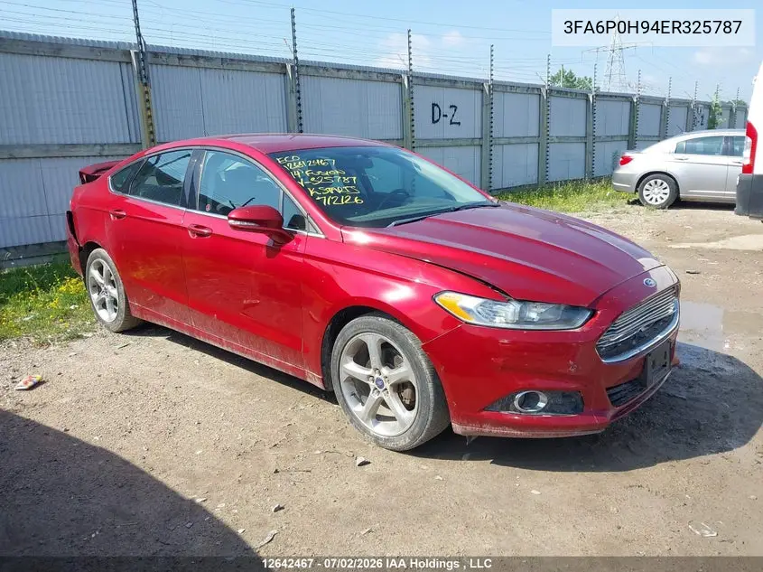 2014 Ford Fusion Se VIN: 3FA6P0H94ER325787 Lot: 12642467