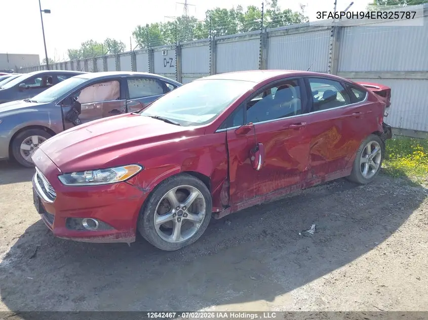 2014 Ford Fusion Se VIN: 3FA6P0H94ER325787 Lot: 12642467