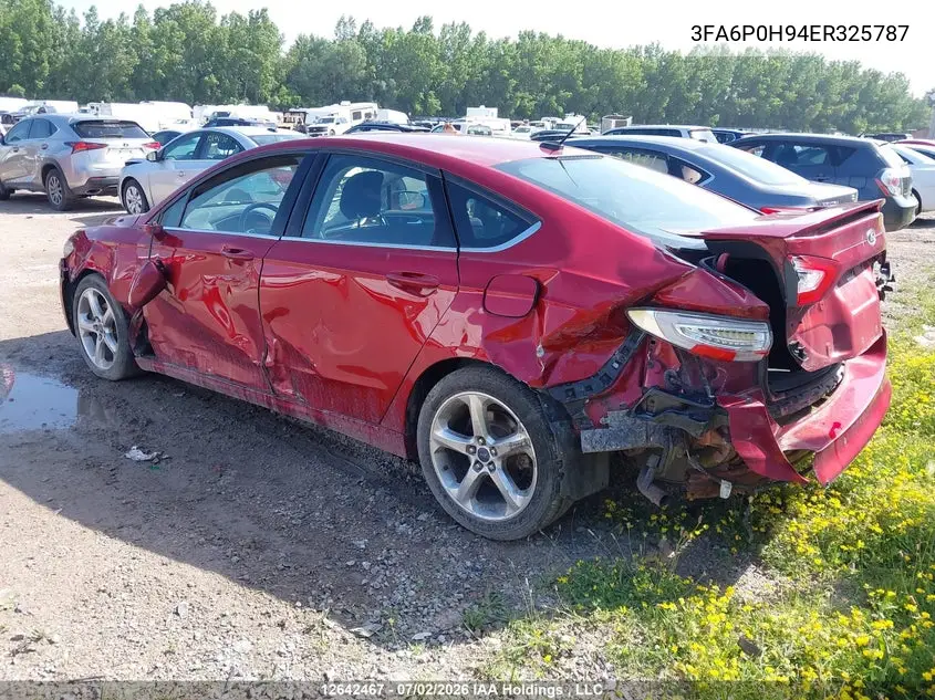 2014 Ford Fusion Se VIN: 3FA6P0H94ER325787 Lot: 12642467