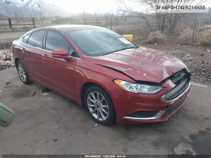 3FA6P0H74ER214655 2014 Ford Fusion Se