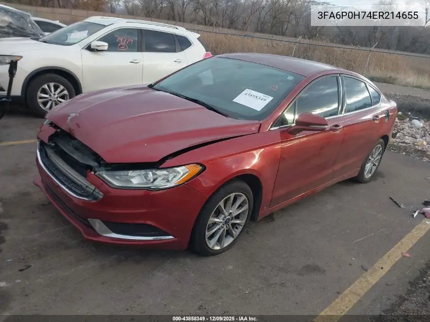3FA6P0H74ER214655 2014 Ford Fusion Se