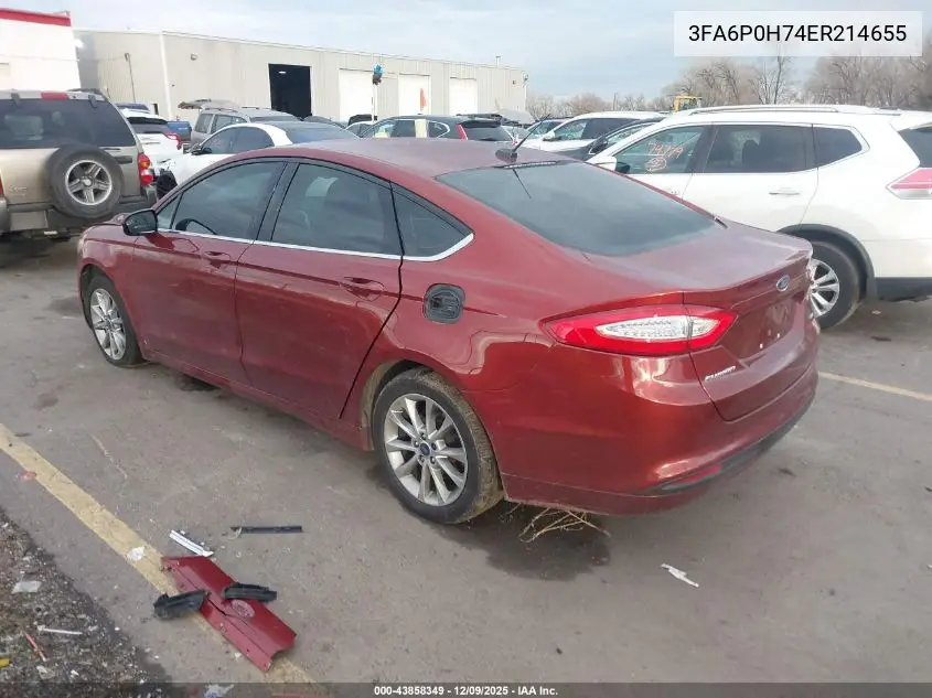 3FA6P0H74ER214655 2014 Ford Fusion Se