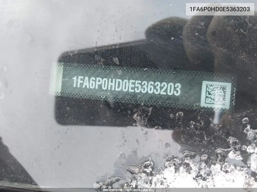 1FA6P0HD0E5363203 2014 Ford Fusion Se