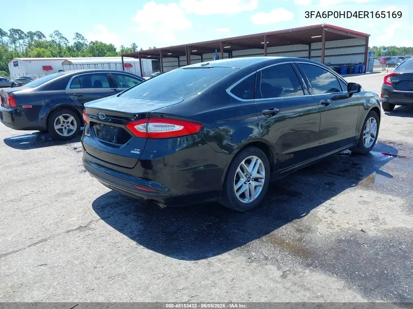 2014 Ford Fusion Se VIN: 3FA6P0HD4ER165169 Lot: 45153433