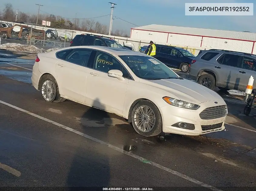 3FA6P0HD4FR192552 2015 Ford Fusion Se