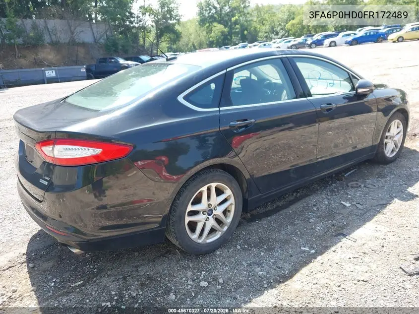 2015 Ford Fusion Se VIN: 3FA6P0HD0FR172489 Lot: 45670327
