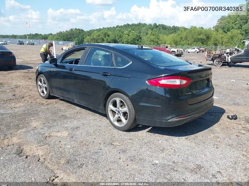 2016 Ford Fusion S VIN: 3FA6P0G70GR340385 Lot: 45554685