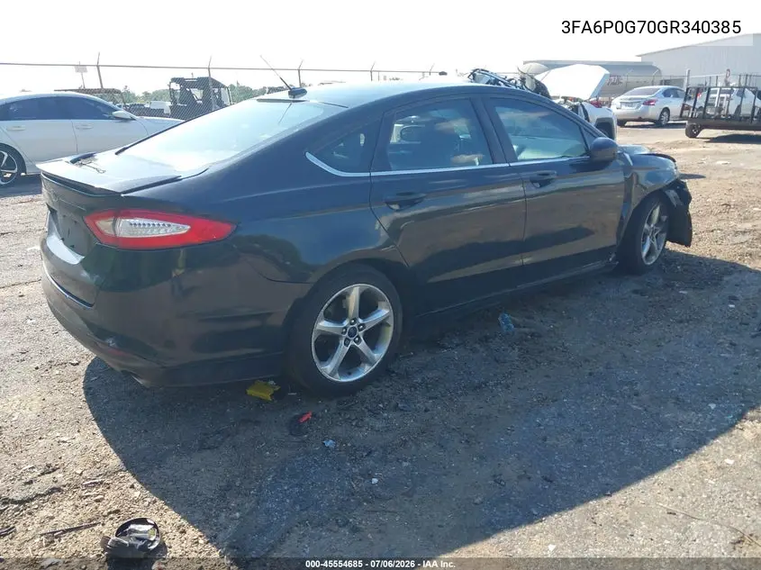 2016 Ford Fusion S VIN: 3FA6P0G70GR340385 Lot: 45554685