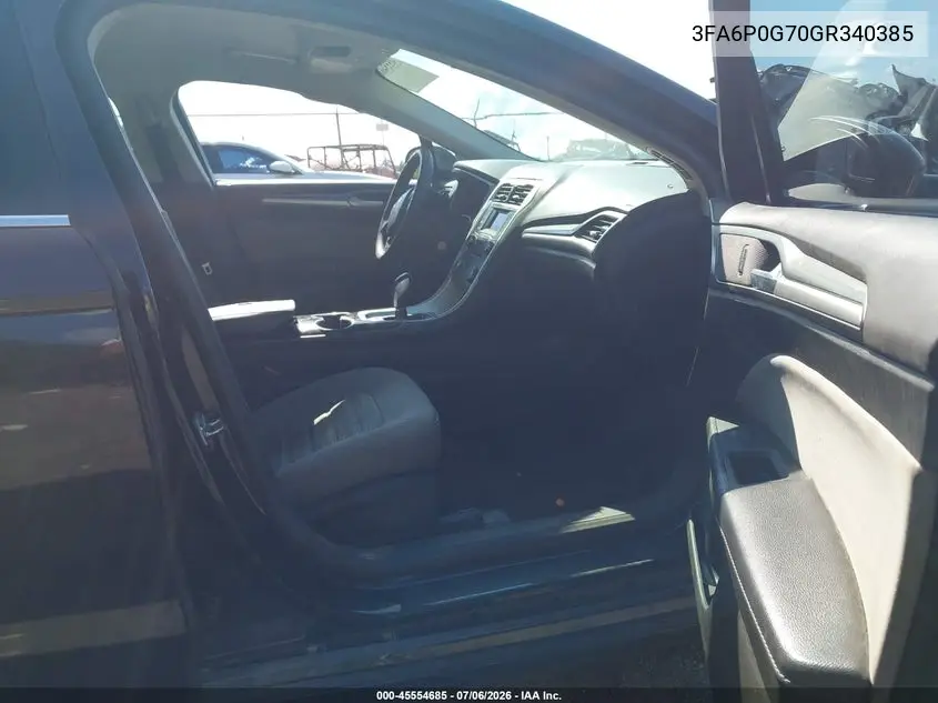 2016 Ford Fusion S VIN: 3FA6P0G70GR340385 Lot: 45554685