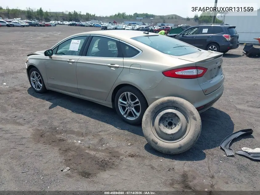2016 Ford Fusion Hybrid Titanium VIN: 3FA6P0RUXGR131559 Lot: 45594568