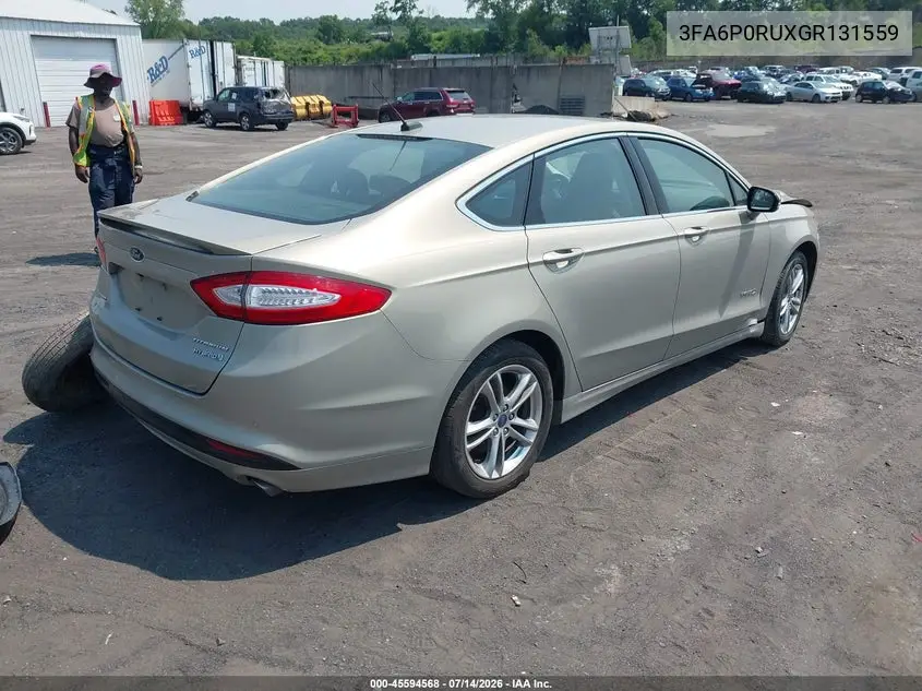 2016 Ford Fusion Hybrid Titanium VIN: 3FA6P0RUXGR131559 Lot: 45594568