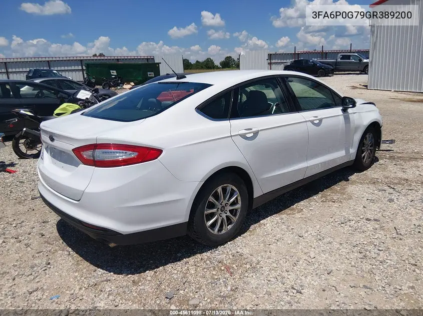 2016 Ford Fusion S VIN: 3FA6P0G79GR389200 Lot: 45611098