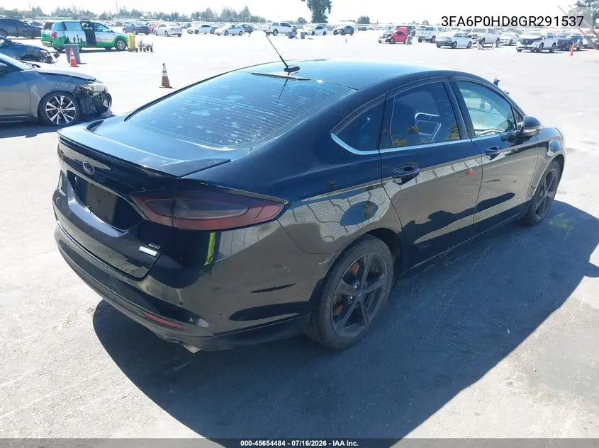 2016 Ford Fusion Se VIN: 3FA6P0HD8GR291537 Lot: 45654484