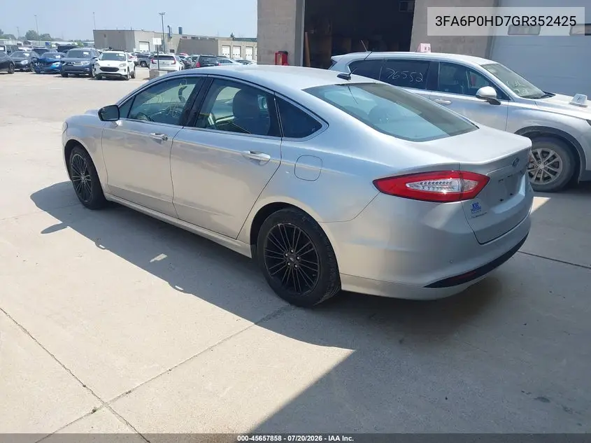 2016 Ford Fusion Se VIN: 3FA6P0HD7GR352425 Lot: 45657858