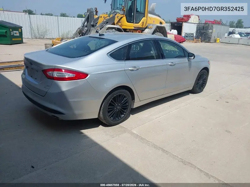 2016 Ford Fusion Se VIN: 3FA6P0HD7GR352425 Lot: 45657858