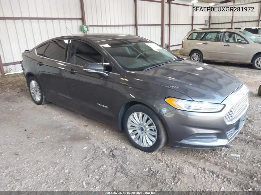 2016 Ford Fusion Hybrid Se VIN: 3FA6P0LUXGR281972 Lot: 45670375