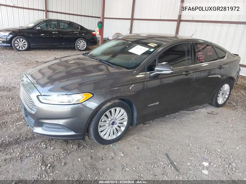 2016 Ford Fusion Hybrid Se VIN: 3FA6P0LUXGR281972 Lot: 45670375