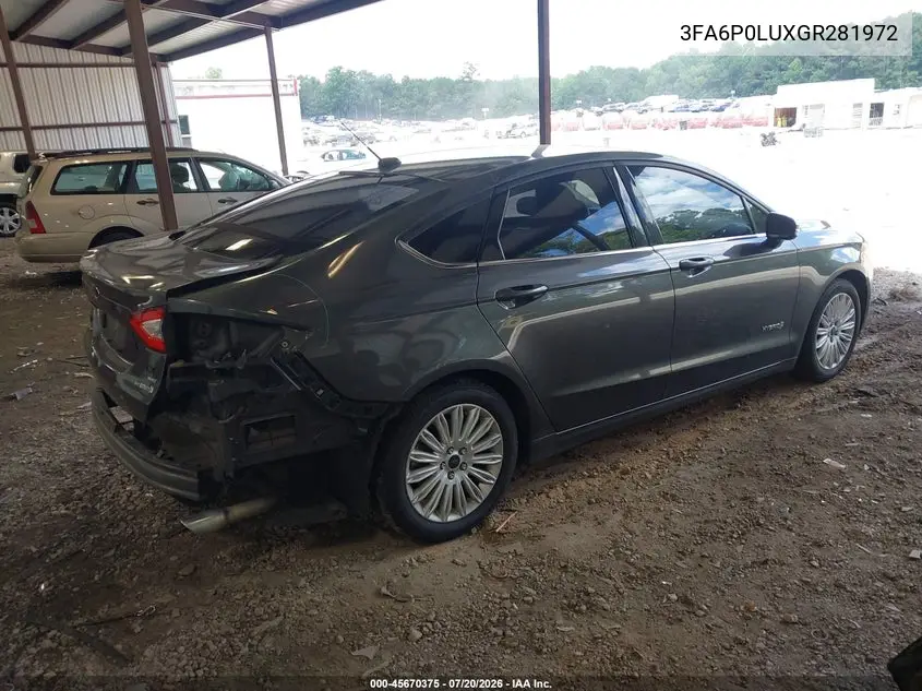 2016 Ford Fusion Hybrid Se VIN: 3FA6P0LUXGR281972 Lot: 45670375