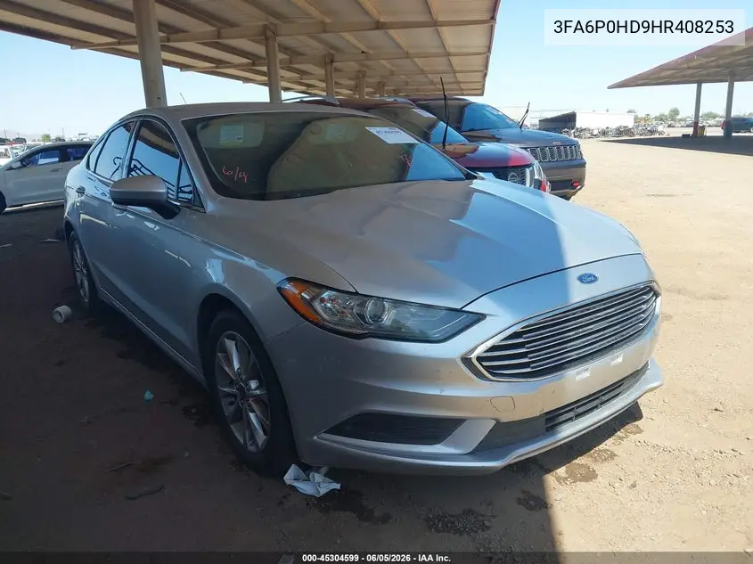 2017 Ford Fusion Se VIN: 3FA6P0HD9HR408253 Lot: 45304599
