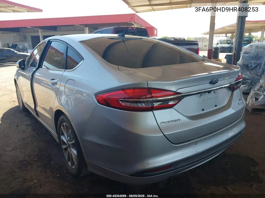 2017 Ford Fusion Se VIN: 3FA6P0HD9HR408253 Lot: 45304599