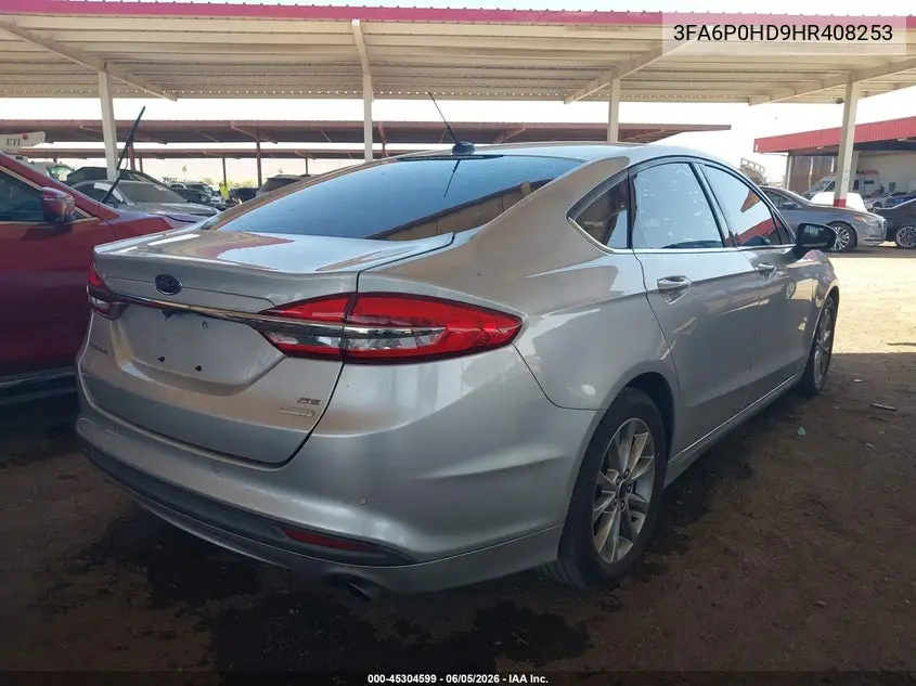2017 Ford Fusion Se VIN: 3FA6P0HD9HR408253 Lot: 45304599